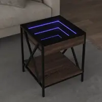 Gossi masuta de cafea cu led infinity, stejar maro, 40x40x49 cm