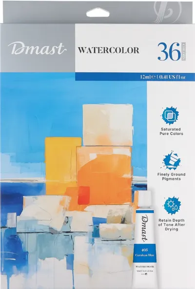 Vopsele de acuarelă Deli Dmast - 36 culori x 12 ml