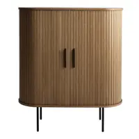 Dulap vinotecă maro cu aspect de lemn de stejar cu ușă glisantă 100x118x40 cm Nola – Unique Furniture
