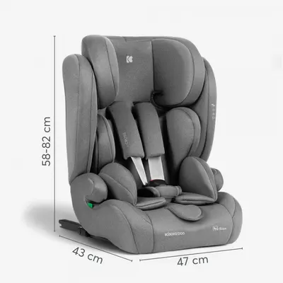 Scaun auto cu ISOFIX KikkaBoo i-Cross i-SIZE Light Grey 76-150 cm,tetiera reglabila in 13 pozitii cu spuma de memorie,centura top tether,husa detasabila,perna reductor
