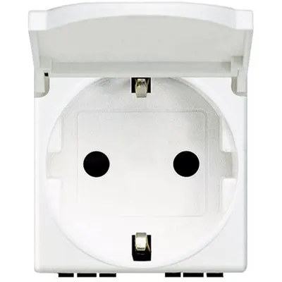 Priza cu capac 2 module Living Light Bticino N4141PW, alb