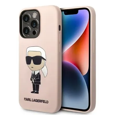 Husa pentru Apple iPhone 14 Pro Max, Karl Lagerfeld, Silicone Ikonik NFT, Roz