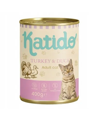 KATIDO Adult Cat Turkey and Duck 400 g curcan și rață cu ulei de somon hrană pentru pisici