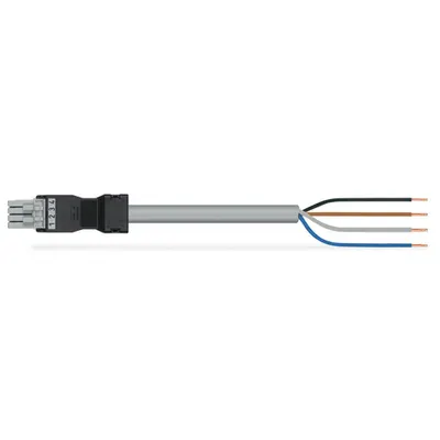 pre-assembled connecting cable; Eca; Socket/open-ended; 4-pole; Cod. B; Control cable 4 x 1.0 mm²; 6 m; 1,00 mm²; gray