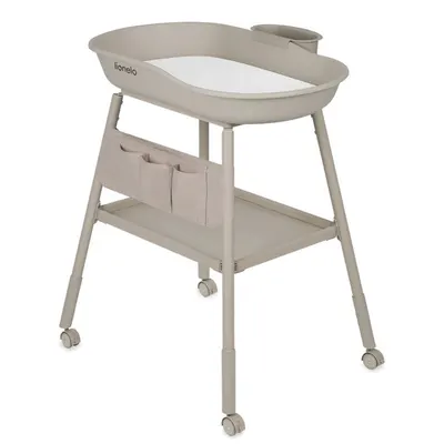 Masuta de infasat, Lionelo, Rosie, Cu saltea de infasat inclusa si roti, Spatiu pentru depozitare, Reglabila pe inaltime, Sustine 11 kg, 65x78x100 cm, 0 luni+, Bej