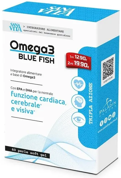 Sanavita Omega 3 Blue Fish, 60 capsule gelatinoase moi, Paladin Pharma