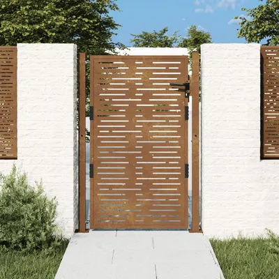 Gossi poarta pentru gradina, 105x130 cm, otel corten, dreptunghiuri