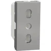 Priza italiana 1 modul 16A 2P+E Schneider Noua Unica NU302330, aluminiu