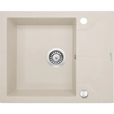 Chiuveta bucatarie compozit cu picurator bej mat 59 cm Deante Andante
