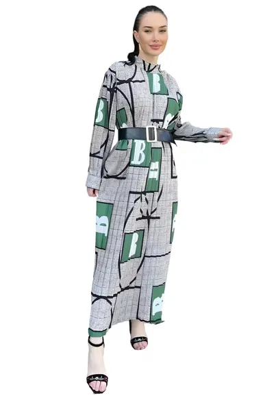 Rochie maxi - imprimeu geometric - multicolor - poliester