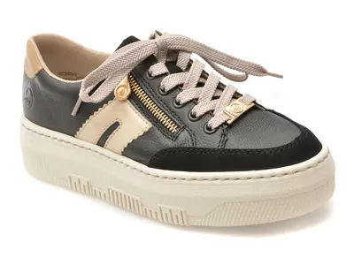Pantofi sport RIEKER negri, M1912, din piele naturala