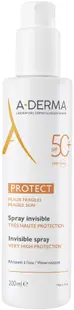 A-Derma Protect Spray de protecție solară invizibil pentru față și corp, SPF50+, 200 ml