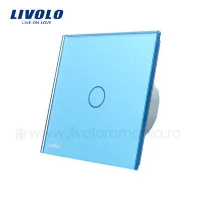Intrerupator dublu cap scara/ cruce, wireless RF Albastru