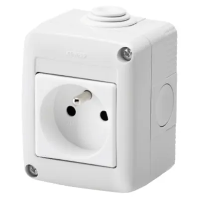 Protected Enclosure Complete With System Devices - With Socket-Outlet 2p+e 10/16 a - French Standard - Ip40 - Grey Ral 7035