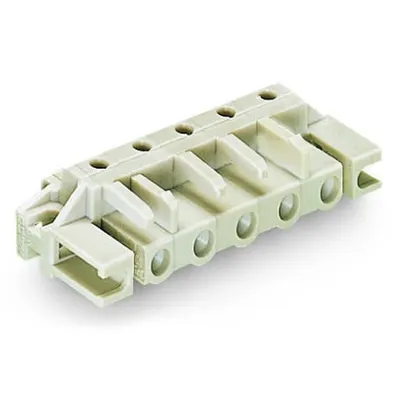 THT female header; 0.6 x 1.0 mm solder pin; angled; 100% protected against mismating; Spacer flange; Pin spacing 7.5 mm; 3-pole; light gray