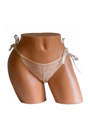 Chilot brazilian, cu broderie si funde din saten, model Laurette