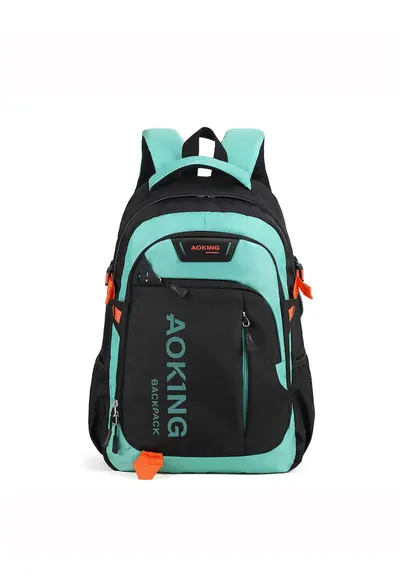 Rucsac unisex cu buzunare cu fermoar Valoria Pro - Negru/Verde deschis