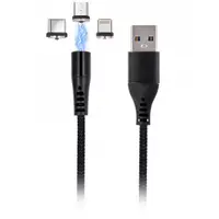 Cablu Date si Incarcare USB-A - Lightning / microUSB / USB-C MaXlife MXUC-02-2 3in1, 18W, 1m, Negru