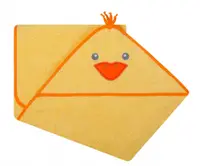 Prosop de baie cu gluga cu urechi din bumbac 80x80 cm Yellow Duck