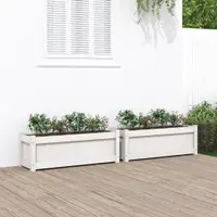 Gossi jardiniere de gradina, 2 buc., alb, lemn masiv de pin