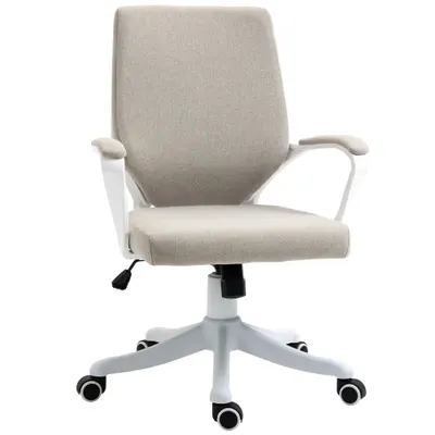 Vinsetto Scaun Ergonomic de Birou, Reglabil în înălțime Pivotant 360° cu Legănare, 62x69x92-100 cm, Bej | Aosom Romania