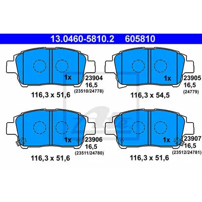Set placute frana, frana disc ATE 13.0460-5810.2