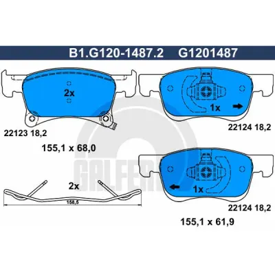 Set placute frana, frana disc GALFER B1.G120-1487.2