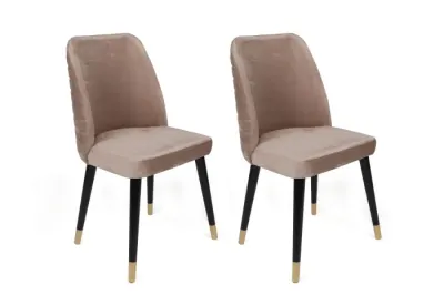Set 2 scaune HUGO, bej + negru + auriu, 50x49x90 cm