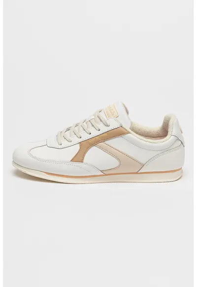 Pantofi sport de piele cu detalii colorblock - Alb/Bej