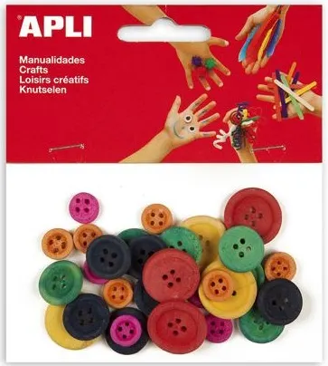 Nasturi din lemn APLI - Colorati, diferite dimensiuni