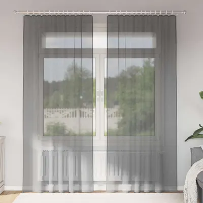 Gossi perdele voal cu bucle 2 buc gri inchis 140x225 cm