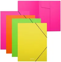 Set de dosare cu bandă elastică Erich Krause - Matt Neon, A4, 4 buc., sortiment