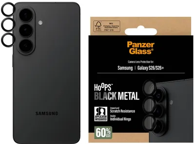 Protector pentru cameră PanzerGlass – Hoops Black Metal, Galaxy S26/S26 Plus