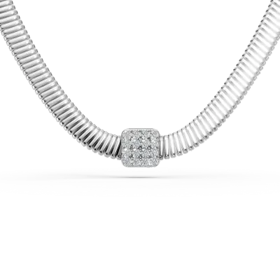 Colier din aur alb cu diamante de 0.19ct