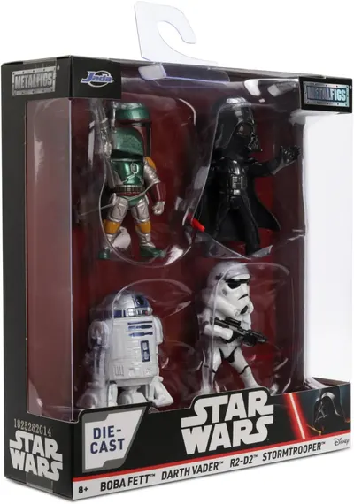 Set 4 figurine - Metalfigs - Star Wars: Boba Feet, Darth Vader, R2-D2, Stormtrooper