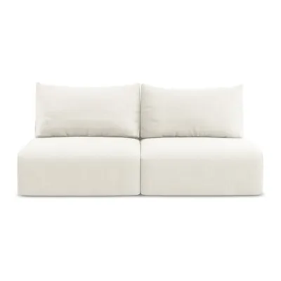 Canapea crem extensibilă/cu spațiu de depozitare cu tapițerie din catifea 216 cm Kalena – Makamii