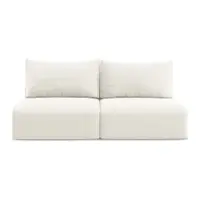 Canapea crem extensibilă/cu spațiu de depozitare cu tapițerie din catifea 216 cm Kalena – Makamii