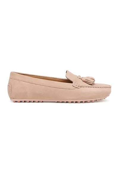 Pantofi loafer din piele intoarsa cu canafi Kalistena - Portocaliu pal