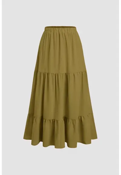 Fusta maxi dama poliester/elastan - verde
