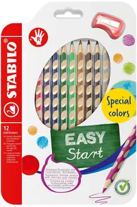 Creioane colorate ergonomice Stabilo EASYcolors - 12 culori, pentru mâna dreaptă