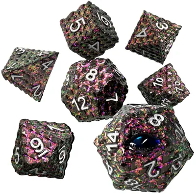 Set de zaruri GlassStaff - Metal RPG Dice Set, Ignivarax (7 buc.)
