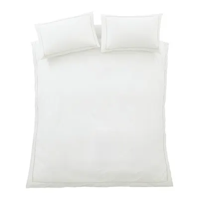 Lenjerie de pat albă/bej din bumbac percal pentru pat dublu cu 3 piese 200x200 cm Contrast Trim – Bianca