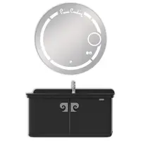 Set mobilier baie Pierre Cardin Eva Led suspendat 3 piese negru-argintiu 101 cm