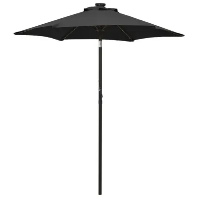 vidaXL Umbrelă de soare cu lumini LED, negru, 200x211 cm, aluminiu