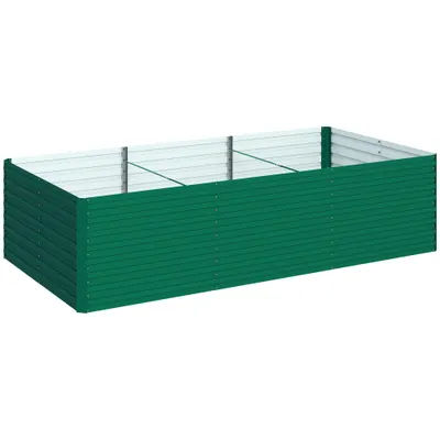 Outsunny Jardinieră ridicată galvanizată dreptunghiulară pentru exterior - fund deschis - 240 x 120 x 60cm, verde | Aosom Romania