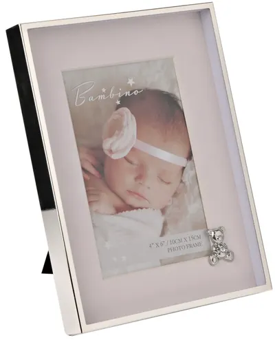 Ramă foto placată cu argint cu decorațiuni Bambino - Teddy Pink