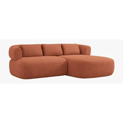 Colțar teracotă cu tapițerie din țesătură bouclé (cu colț pe partea dreaptă/cu șezlong) Jenny – Micadoni