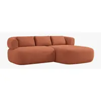 Colțar teracotă cu tapițerie din țesătură bouclé (cu colț pe partea dreaptă/cu șezlong) Jenny – Micadoni