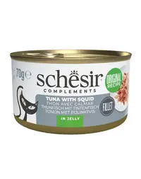 Hrană complementară pisici ton și calamar SCHESIR Complements în jeleu 70 g