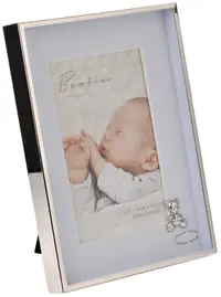 Ramă foto placată cu argint cu decorațiuni Bambino - Teddy Blue